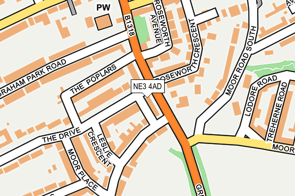 NE3 4AD map - OS OpenMap – Local (Ordnance Survey)