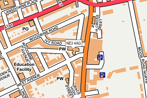 NE3 4AG map - OS OpenMap – Local (Ordnance Survey)