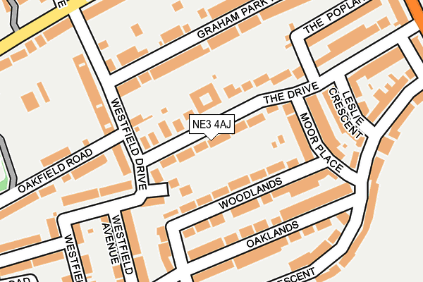 NE3 4AJ map - OS OpenMap – Local (Ordnance Survey)