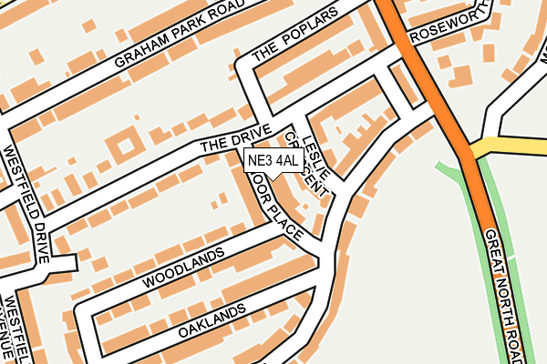 NE3 4AL map - OS OpenMap – Local (Ordnance Survey)
