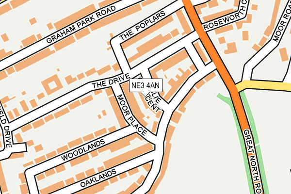 NE3 4AN map - OS OpenMap – Local (Ordnance Survey)