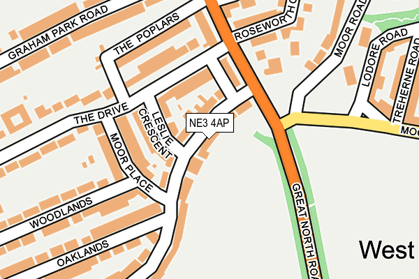 NE3 4AP map - OS OpenMap – Local (Ordnance Survey)
