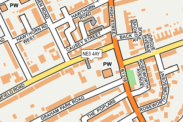 NE3 4AY map - OS OpenMap – Local (Ordnance Survey)
