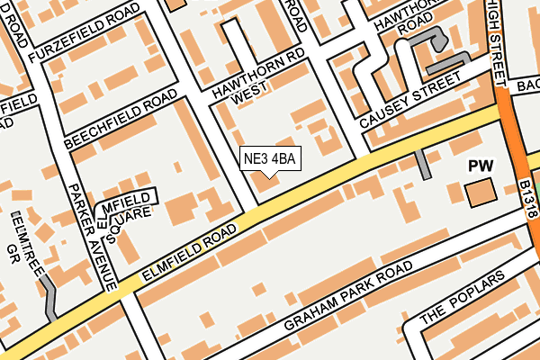 NE3 4BA map - OS OpenMap – Local (Ordnance Survey)