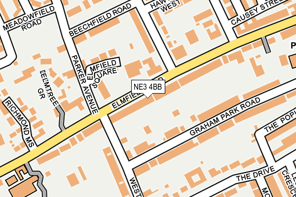 NE3 4BB map - OS OpenMap – Local (Ordnance Survey)
