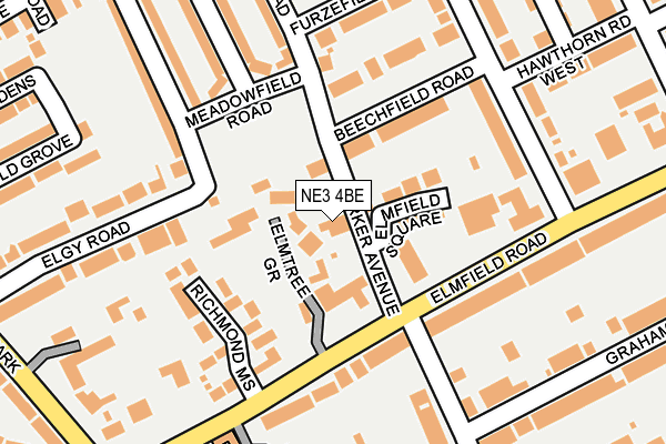 NE3 4BE map - OS OpenMap – Local (Ordnance Survey)