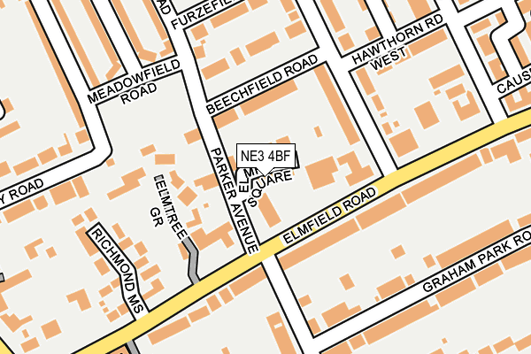 NE3 4BF map - OS OpenMap – Local (Ordnance Survey)