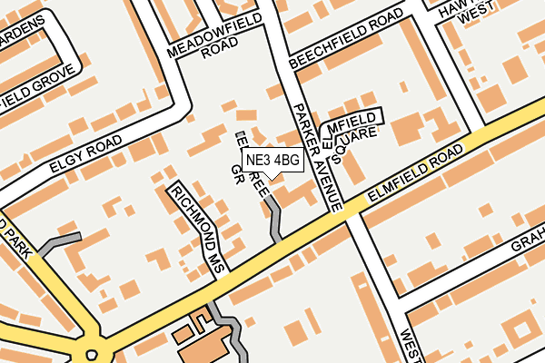 NE3 4BG map - OS OpenMap – Local (Ordnance Survey)