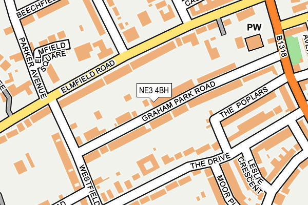 NE3 4BH map - OS OpenMap – Local (Ordnance Survey)