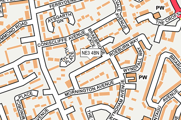 NE3 4BN map - OS OpenMap – Local (Ordnance Survey)