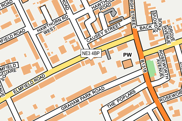 NE3 4BP map - OS OpenMap – Local (Ordnance Survey)