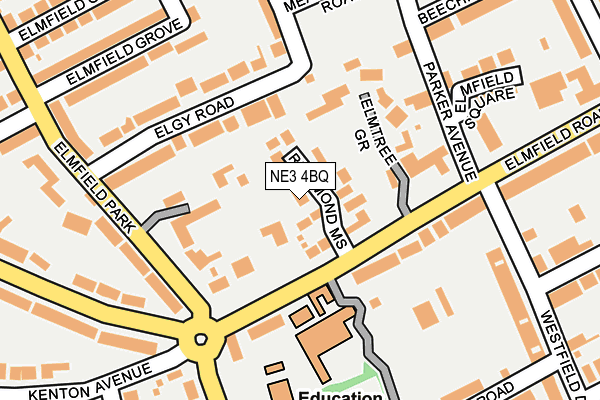 NE3 4BQ map - OS OpenMap – Local (Ordnance Survey)