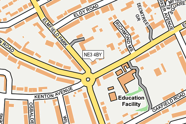 NE3 4BY map - OS OpenMap – Local (Ordnance Survey)
