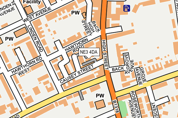 NE3 4DA map - OS OpenMap – Local (Ordnance Survey)