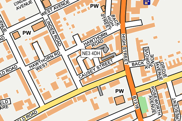 NE3 4DH map - OS OpenMap – Local (Ordnance Survey)