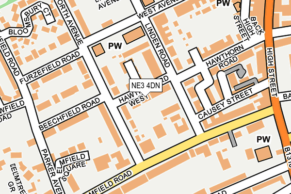 NE3 4DN map - OS OpenMap – Local (Ordnance Survey)