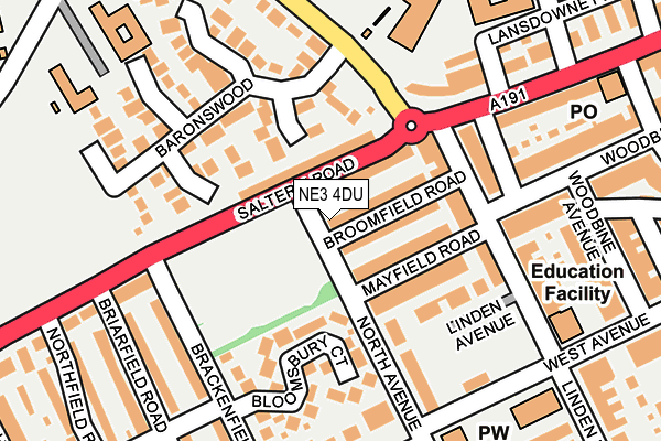 NE3 4DU map - OS OpenMap – Local (Ordnance Survey)