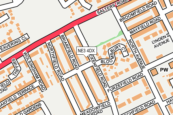 NE3 4DX map - OS OpenMap – Local (Ordnance Survey)