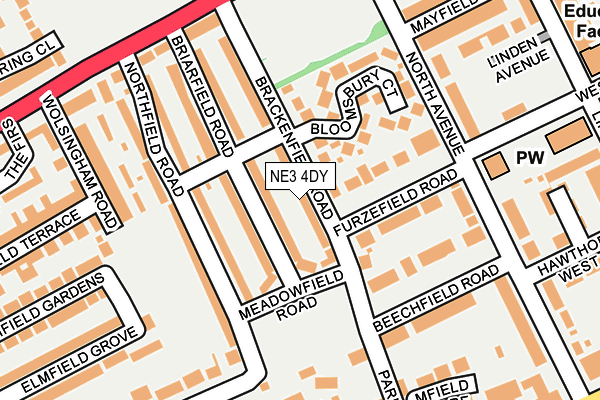 NE3 4DY map - OS OpenMap – Local (Ordnance Survey)