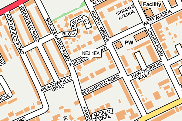 NE3 4EA map - OS OpenMap – Local (Ordnance Survey)