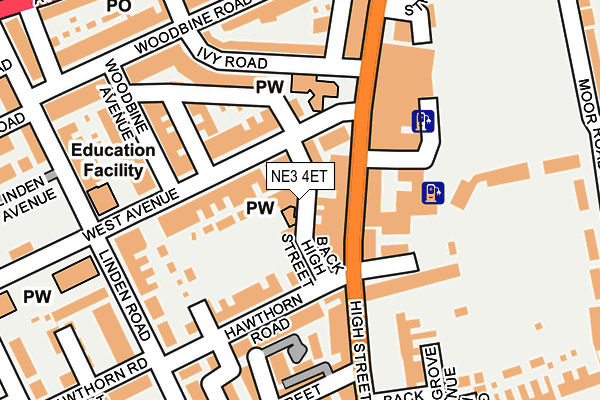 NE3 4ET map - OS OpenMap – Local (Ordnance Survey)