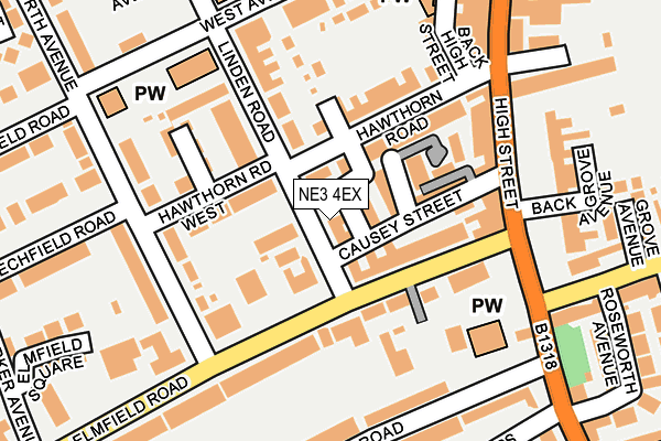 NE3 4EX map - OS OpenMap – Local (Ordnance Survey)