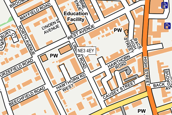 NE3 4EY map - OS OpenMap – Local (Ordnance Survey)