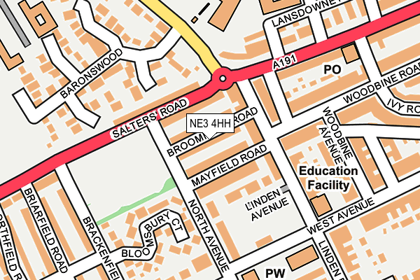 NE3 4HH map - OS OpenMap – Local (Ordnance Survey)