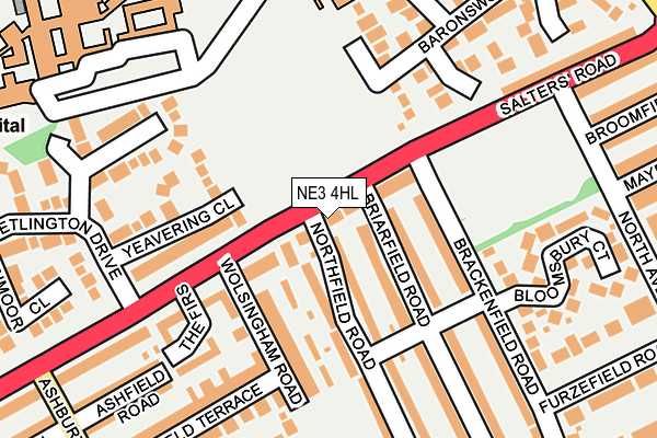 NE3 4HL map - OS OpenMap – Local (Ordnance Survey)