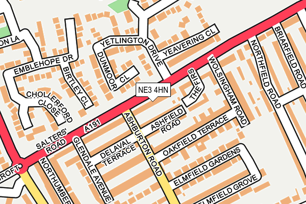 NE3 4HN map - OS OpenMap – Local (Ordnance Survey)