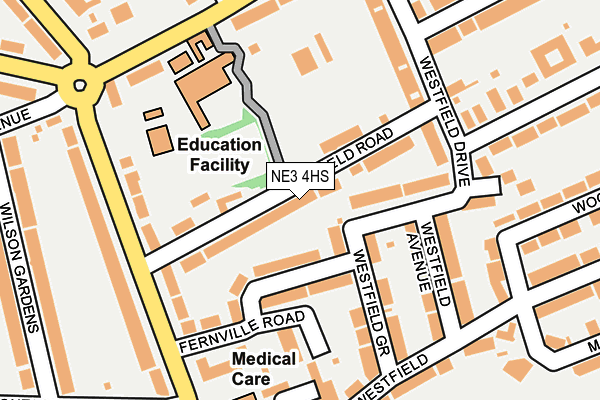 NE3 4HS map - OS OpenMap – Local (Ordnance Survey)