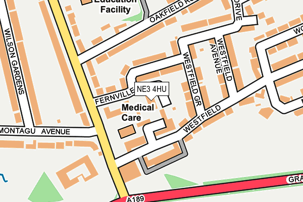 NE3 4HU map - OS OpenMap – Local (Ordnance Survey)