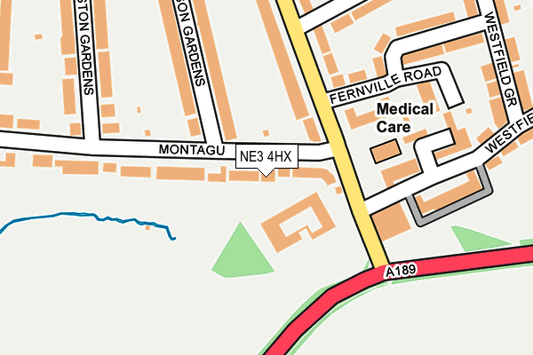NE3 4HX map - OS OpenMap – Local (Ordnance Survey)
