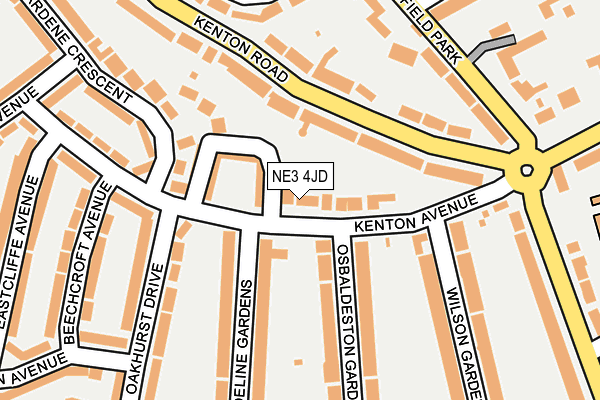 NE3 4JD map - OS OpenMap – Local (Ordnance Survey)
