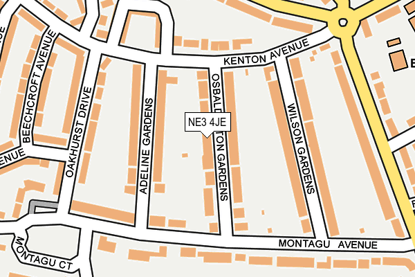 NE3 4JE map - OS OpenMap – Local (Ordnance Survey)