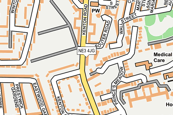 NE3 4JG map - OS OpenMap – Local (Ordnance Survey)