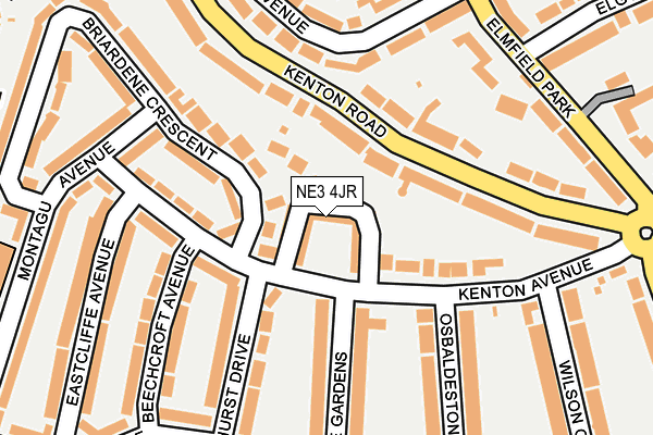 NE3 4JR map - OS OpenMap – Local (Ordnance Survey)