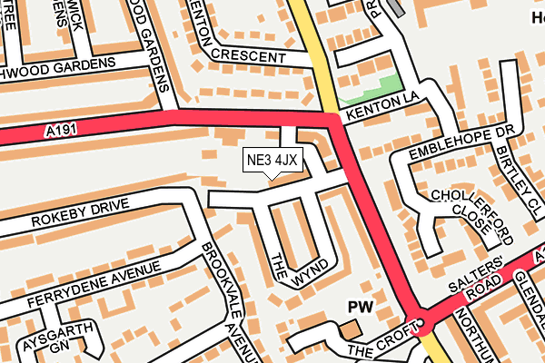 NE3 4JX map - OS OpenMap – Local (Ordnance Survey)