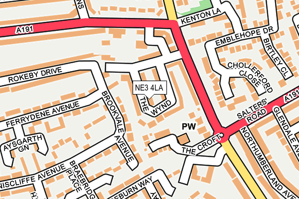 NE3 4LA map - OS OpenMap – Local (Ordnance Survey)