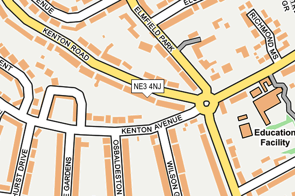 NE3 4NJ map - OS OpenMap – Local (Ordnance Survey)