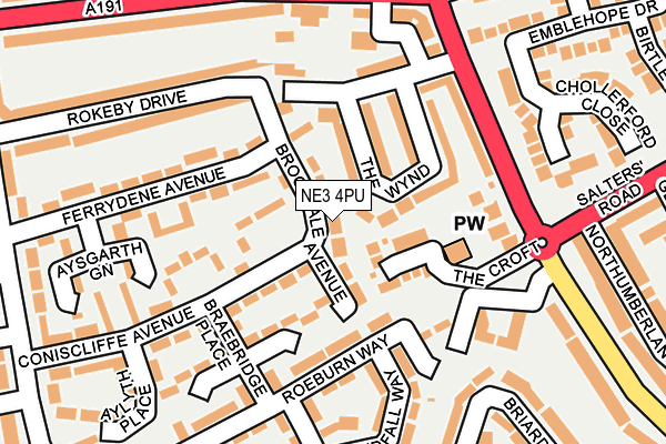 NE3 4PU map - OS OpenMap – Local (Ordnance Survey)