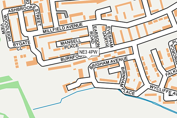 NE3 4PW map - OS OpenMap – Local (Ordnance Survey)