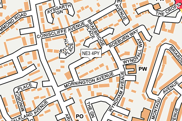 NE3 4PY map - OS OpenMap – Local (Ordnance Survey)