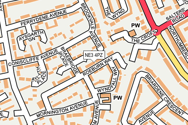 NE3 4PZ map - OS OpenMap – Local (Ordnance Survey)