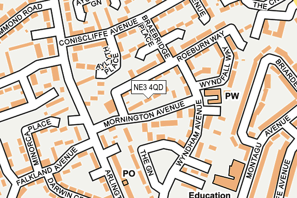 NE3 4QD map - OS OpenMap – Local (Ordnance Survey)