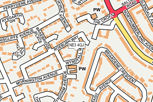 NE3 4QJ map - OS OpenMap – Local (Ordnance Survey)