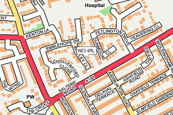 NE3 4RL map - OS OpenMap – Local (Ordnance Survey)