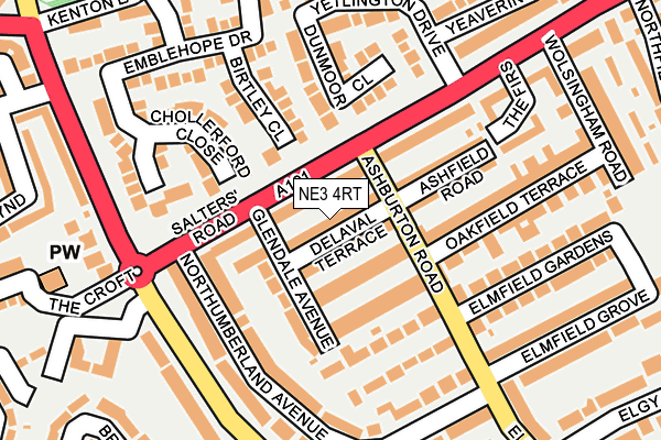 NE3 4RT map - OS OpenMap – Local (Ordnance Survey)