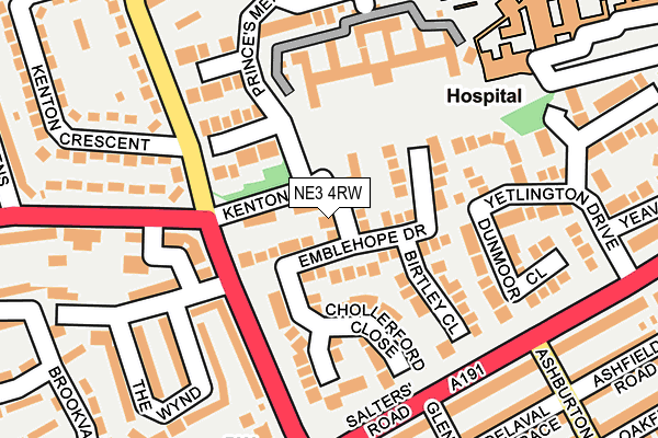 NE3 4RW map - OS OpenMap – Local (Ordnance Survey)