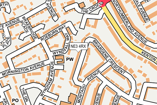 NE3 4RX map - OS OpenMap – Local (Ordnance Survey)